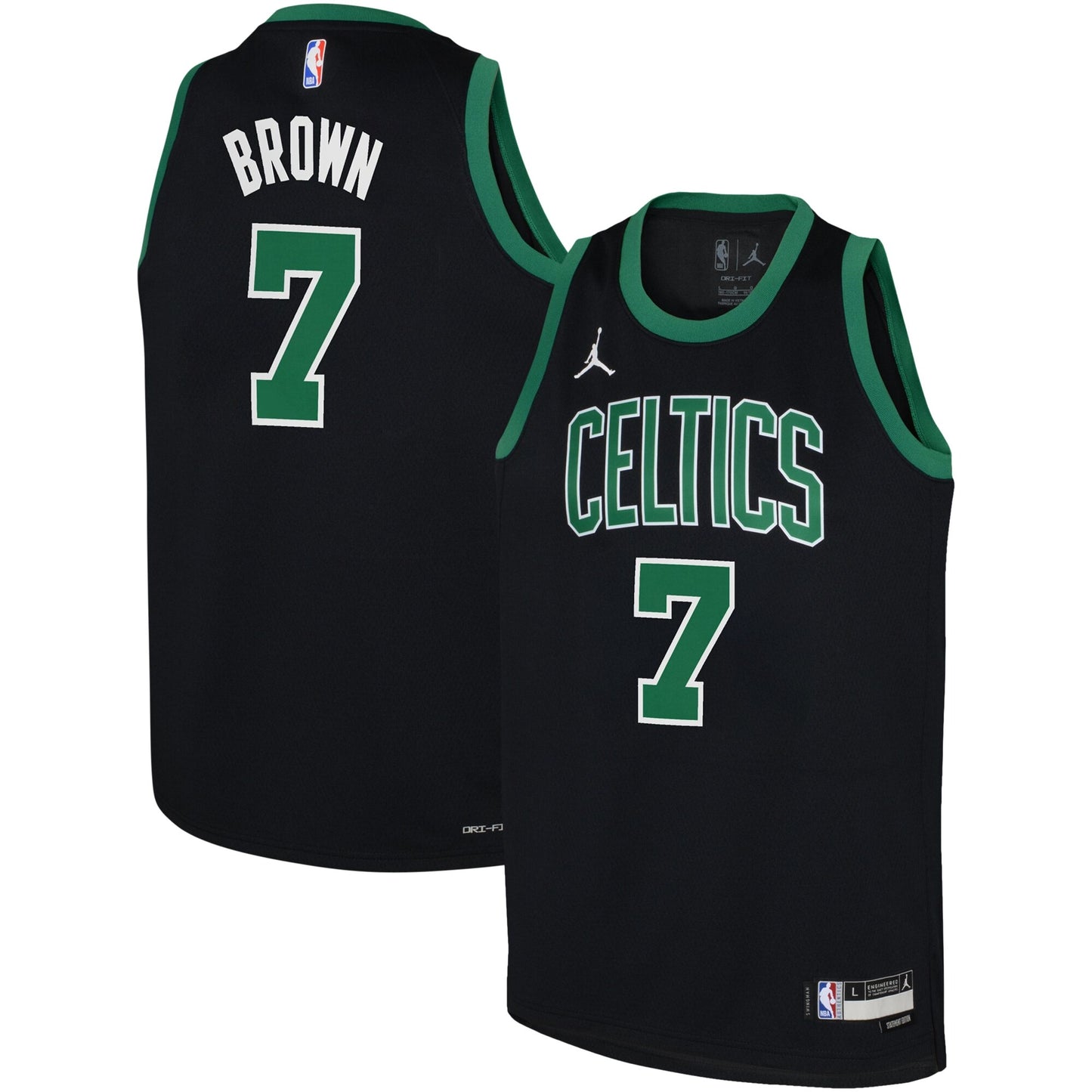 Jaylen Brown Boston Celtics Jordans Brand Youth Swingman Jersey - Statement - Black